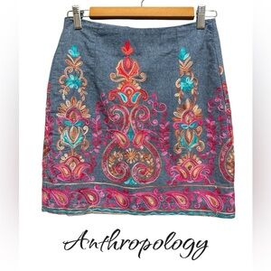 Entro Embroidered Mini Skirt - Blue and Pink